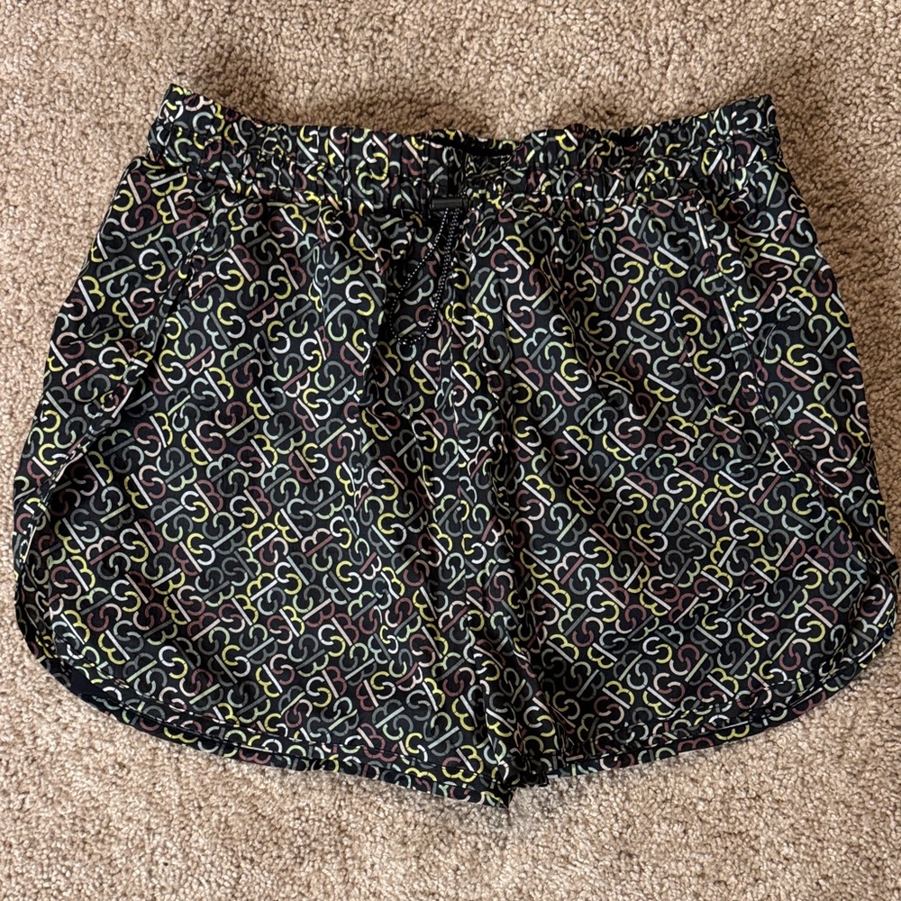 Sweaty Betty Black with Yellow and Red Pattern Athletic Shorts